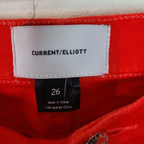 Current/Elliot Womens 26 Fiery Red Raw Hem The Kick Flare-leg Cropped Jeans - Picture 6 of 10